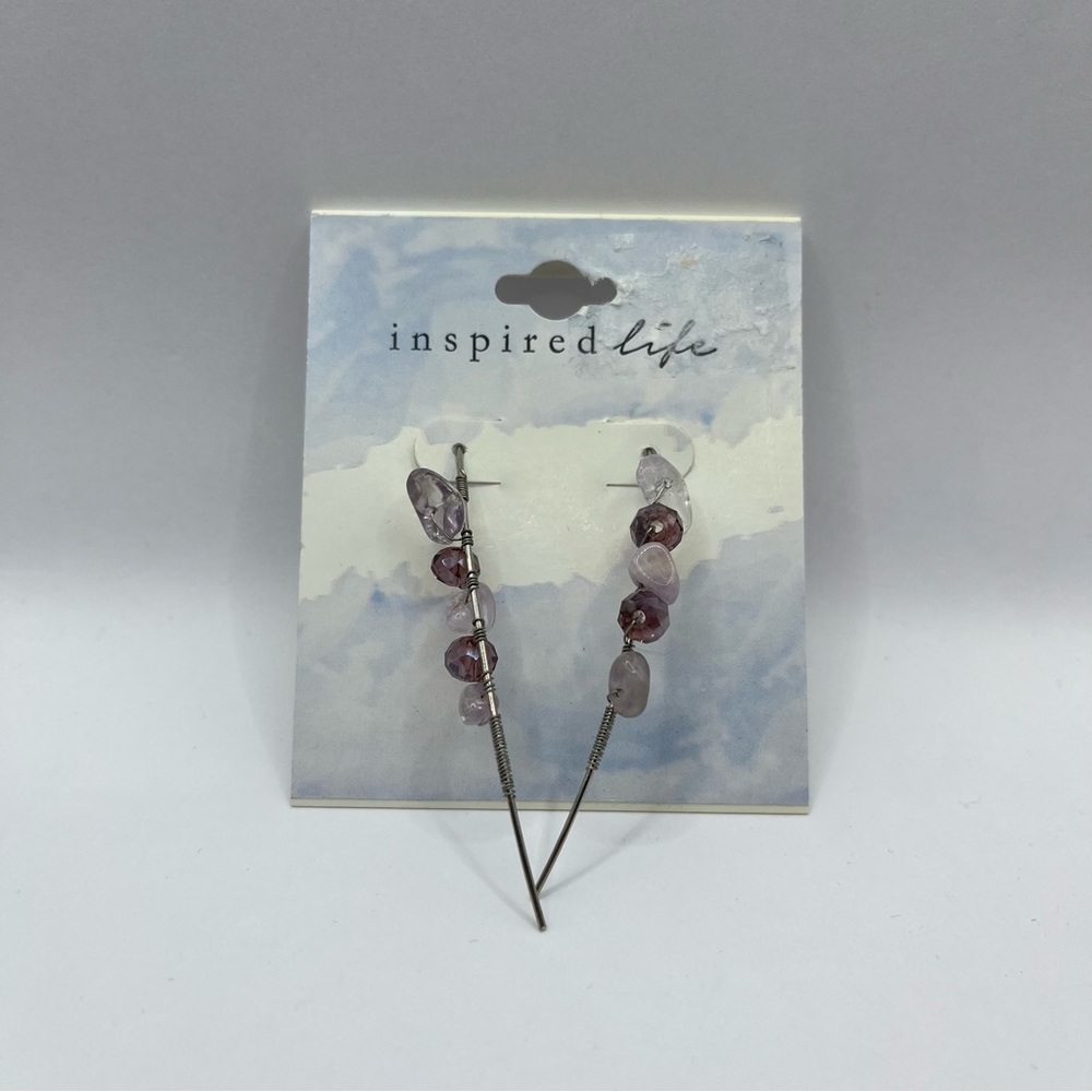 INSPIRED LIFE Multi-Stone Wrapped Wire Threaded Earrings